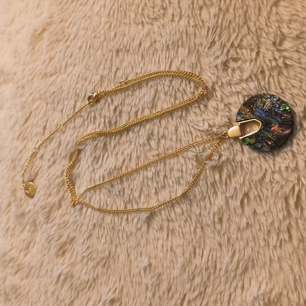 Multi Color Pendant On Gold Toned Chain